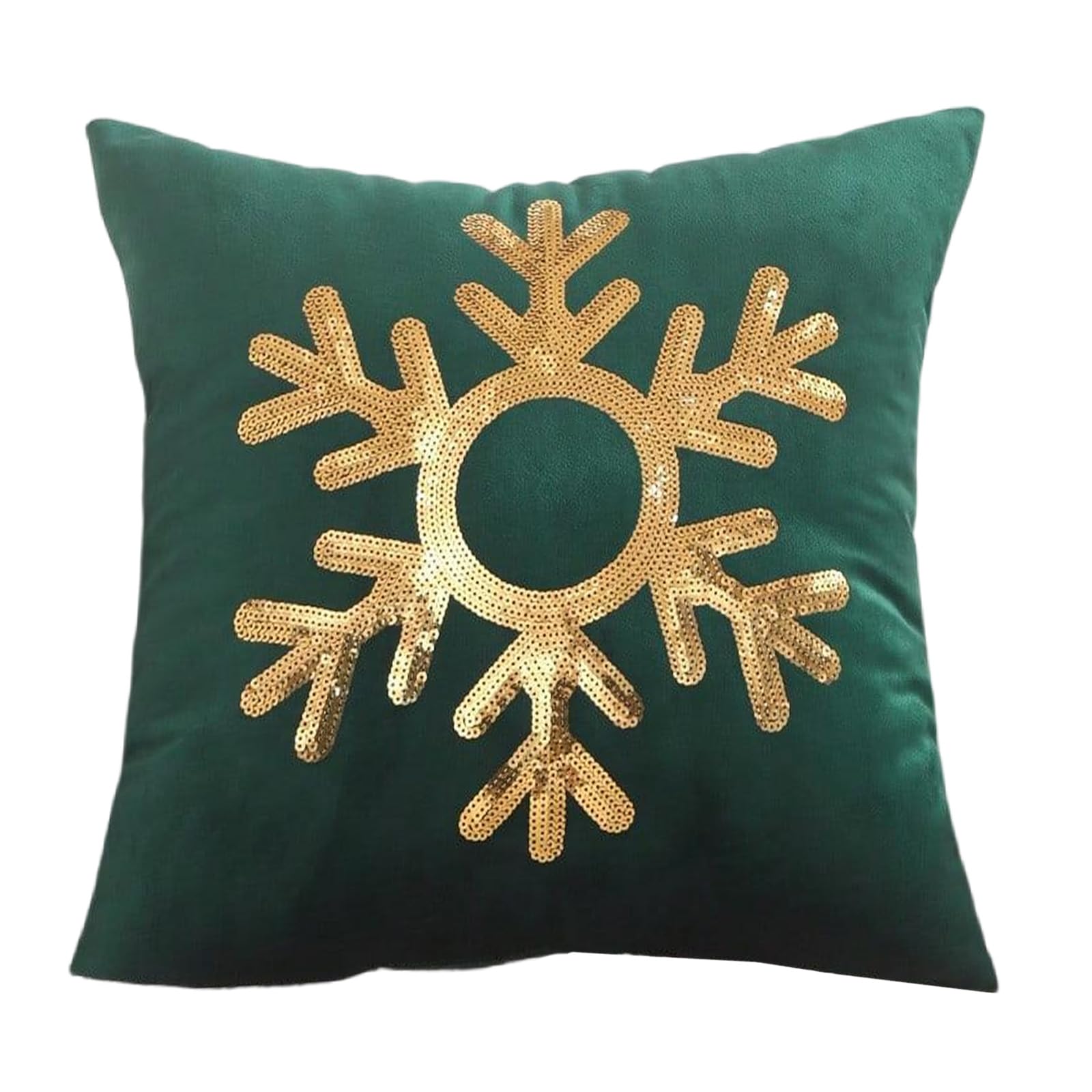 Tsophreniq Snowflake Embroidered Velvets Pillow Cover Holiday Decoration for Sofa and Bedroom Sequins Snowflake Holiday Decoration