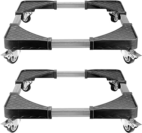 SINJEUN Paquete de 2 rodillos móviles ajustables de 19.7 a 25.6 pulgadas, rodillo móvil telescópico con 4 ruedas de bloqueo, carrito móvil ajustable