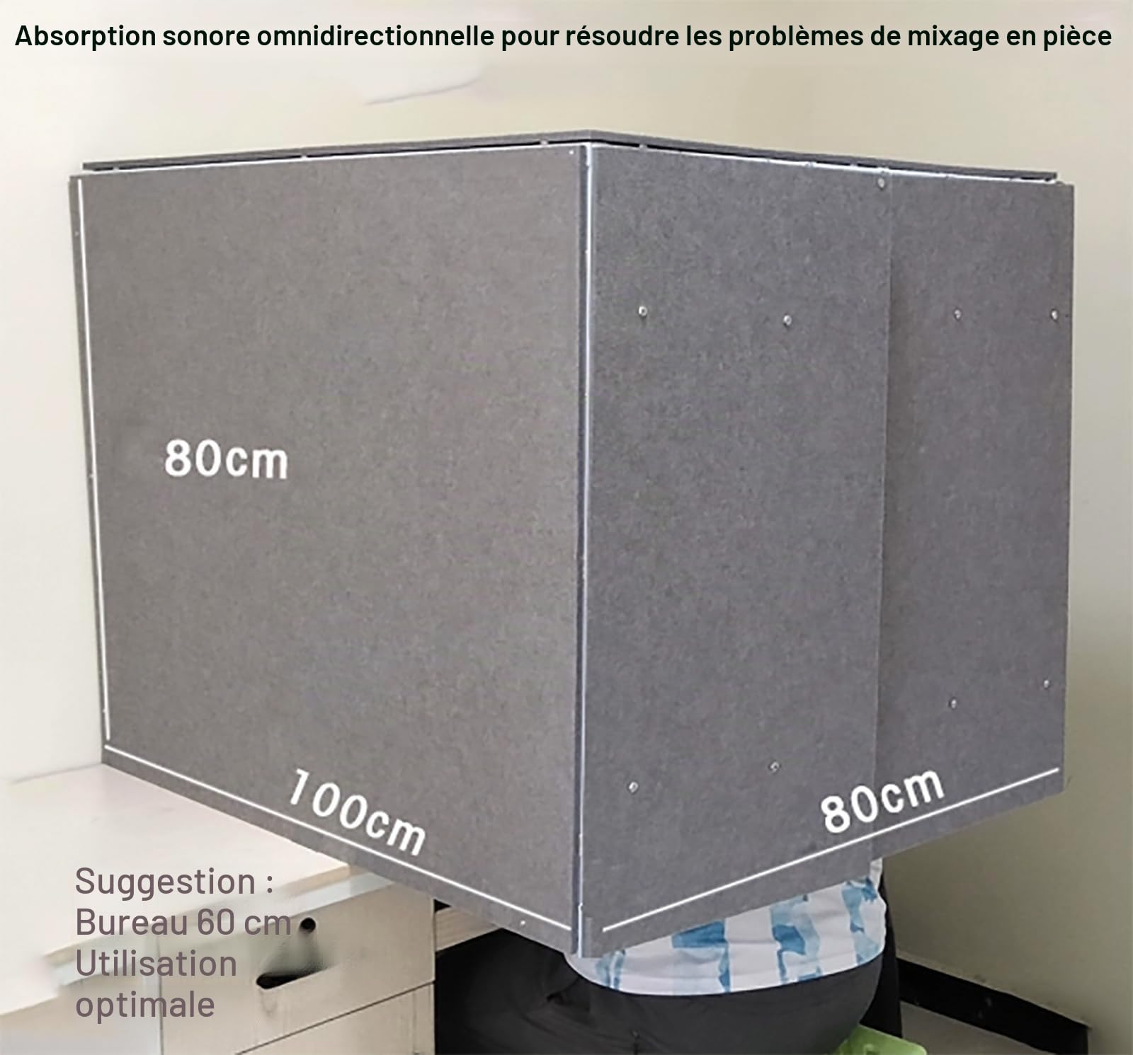 Cabine vocale Portable insonorisée pour l'enregistrement Musique Domicile podcasting, Conception Semi fermée, Bouclier Acoustique pour l'insonorisation et l'absorption sonore du Bureau