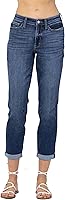 Judy Blue Women's Mid-Rise Rolled Cuffed Boyfriend Jeans