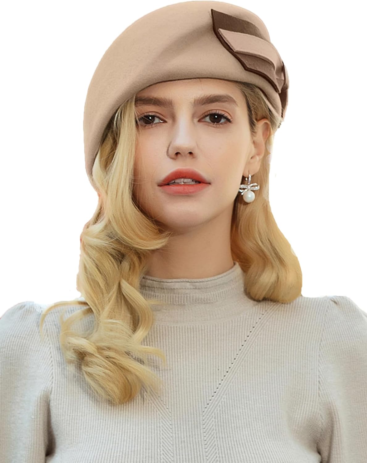 Elegant Wool Felt Beret Hat for Women - Bowknot Decor, Winter Church Tea Party Fascinator, Wedding Cocktail Dress