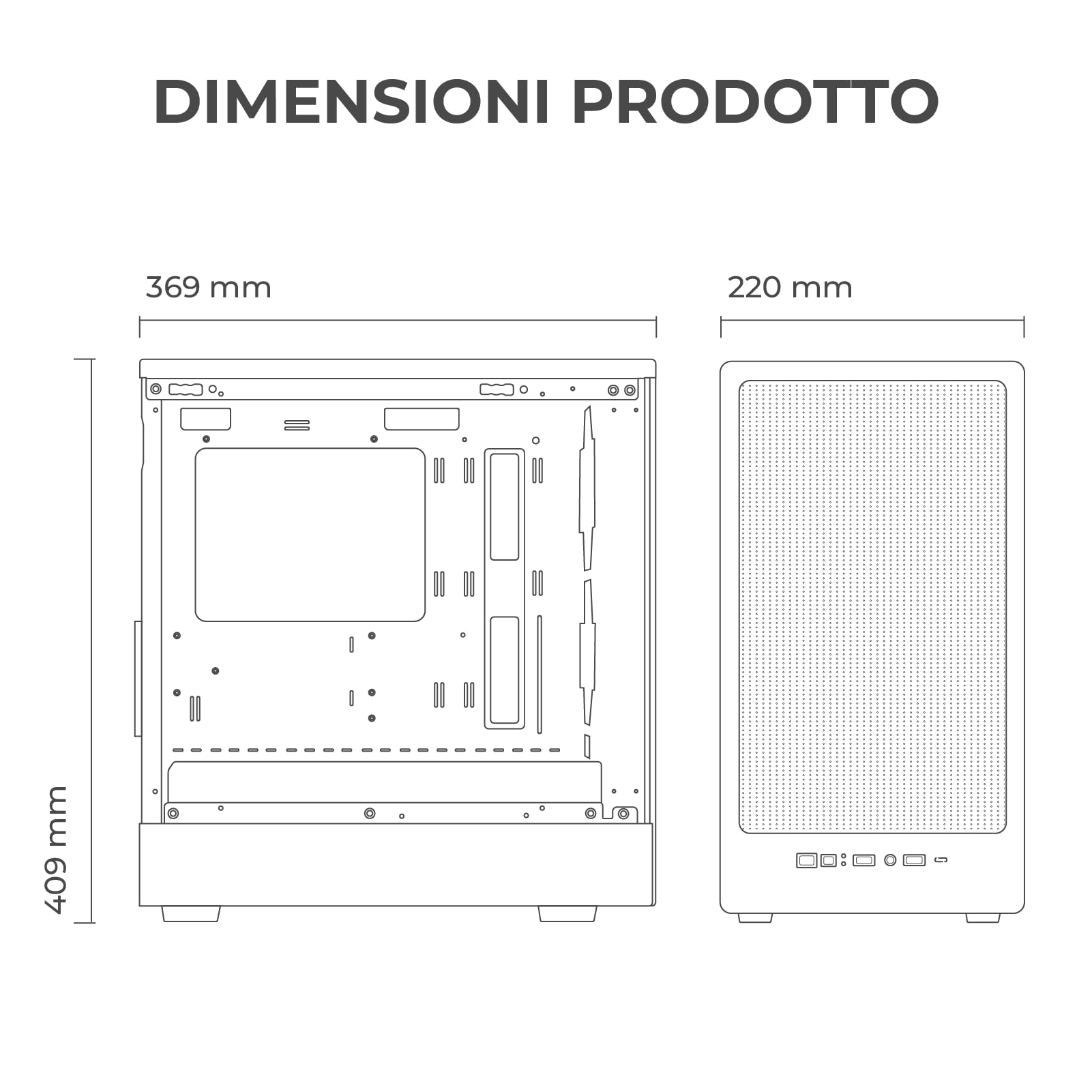 Noua Nexus PK100, Case Gaming MicroATX Compatto, Ventola PWM ARGB, Vetro Temperato a Doppia Finestra, Micro Tower con USB 3.0, Nero