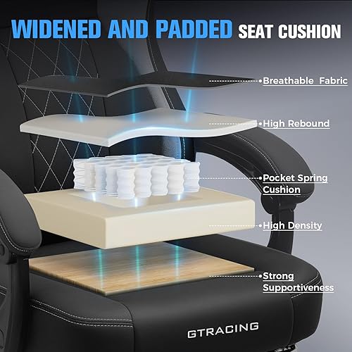 Miniatura 5 de GTPLAYER Silla grande y alta para videojuegos, silla de computadora de tela transpirable con fuerte soporte lumbar, cómodas sillas de oficina con