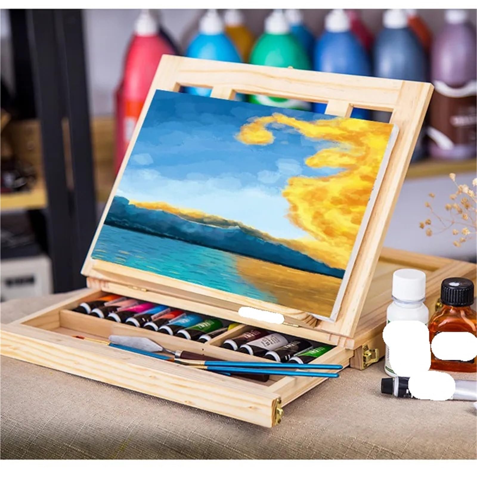 Boîte à croquis en bois for la peinture pour Débutants Artistes