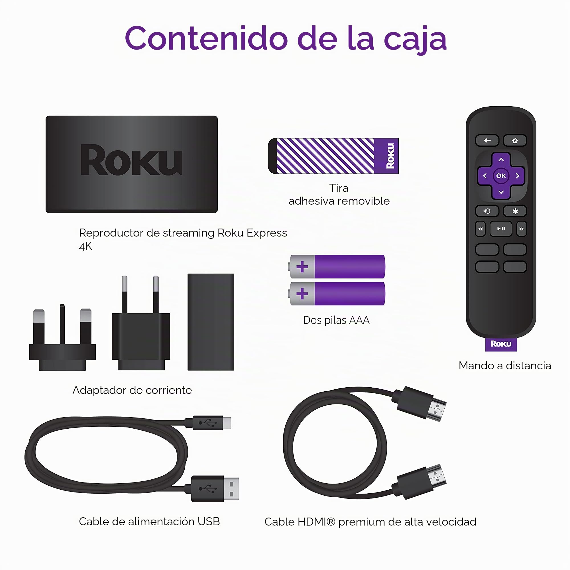 Roku Express 4K | Reproductor Multimedia de transmisión HD/4K/HDR, Negro