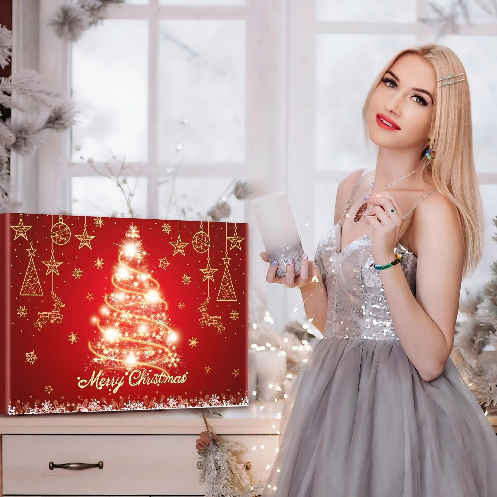 Calendario De Adviento 2025 Joyería Cristal Mujeres Niñas 24 Sorpresas Navideñas Collares Pulseras Pendientes Anillos Piedras Preciosas Naturales