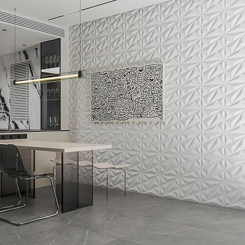 Miniatura 52 de Art3dwallpanels Paquete de 33 paneles de pared 3D de diamante para decoración de pared interior, paneles de pared con textura de flores de PVC
