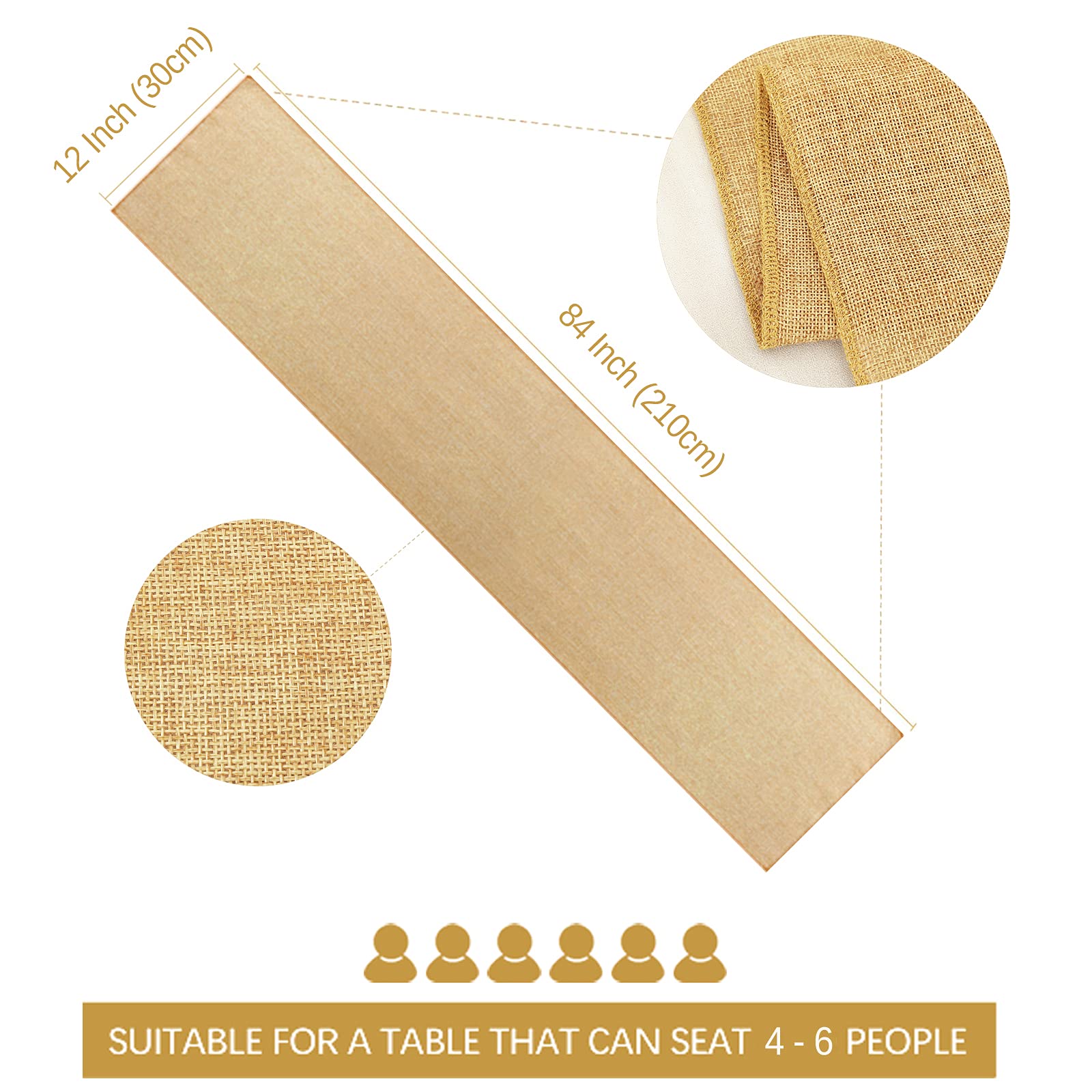 B-COOL Burlap Table Runner Pack of 2 Wedding Burlap Table Runners Natural Jute Vintage Rolls 12x84inch for Christmas Table Cover Decoration Khaki - Image 4