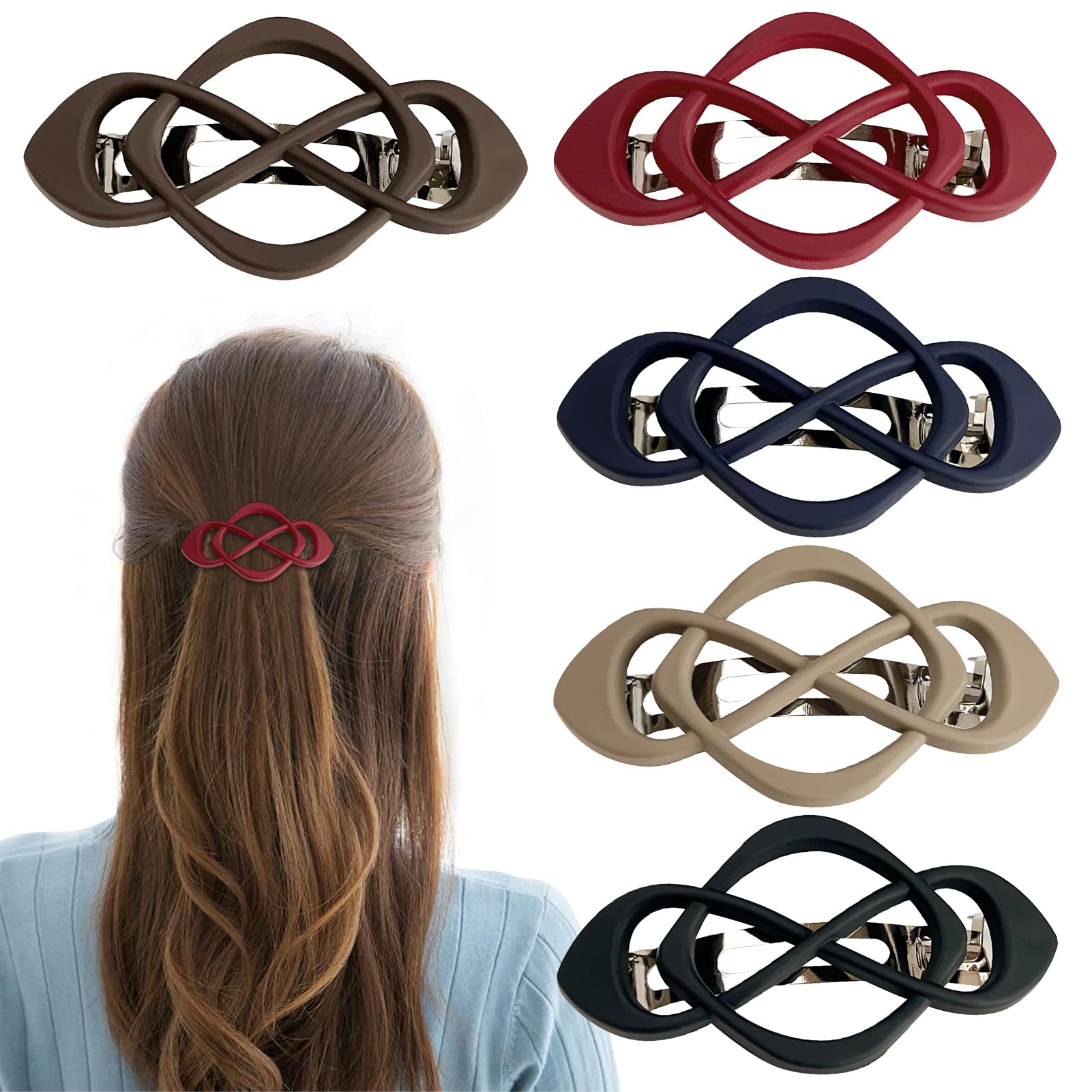 5 Pcs Flat Hair Clips, Hollow Curved French Barrette Hair Clip