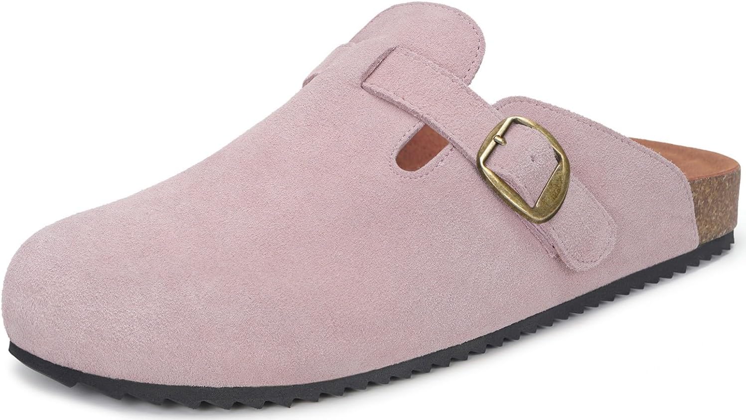 Womens Suede Clogs Mens Genuine Leather Mules Cork Footbed Sandals with Arch Support