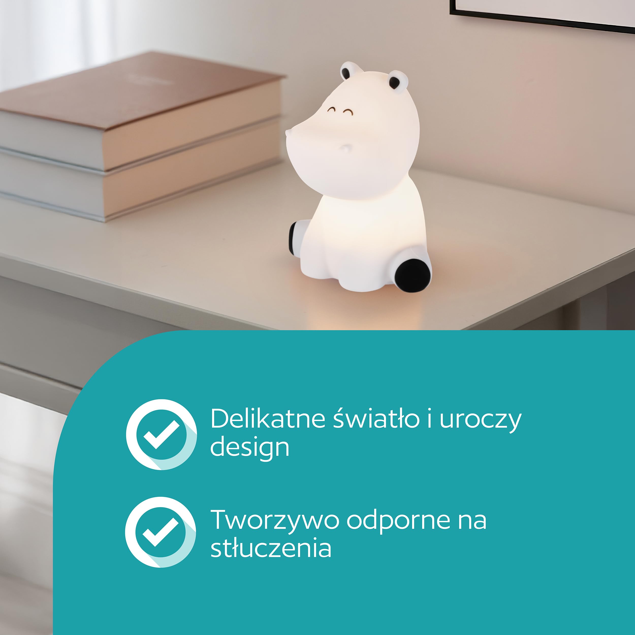 EGLO Castellino Lampka nocna LED na baterie, lampa stołowa hipopotam, dekoracja do pokoju dziecięcego chłopca, dla dzieci, łóżka niemowląt, dotykowa, niebieska, ciepła biel, RGB