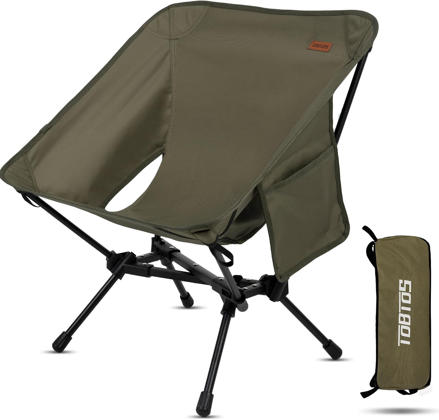 TOBTOS Portable Camping Chair, Support up to 330 LBS, Lightweight Folding Backpacking Chair for Outdoor Camp, Travel, Beach, Picnic, Hiking, Backpacking (Army Green) TOBTOS Portable Camping Chair, Support up to 330 LBS, Lightweight Folding Backpacking Chair for Outdoor Camp, Travel, Beach, Picnic, Hiking, Backpacking (Army Green)