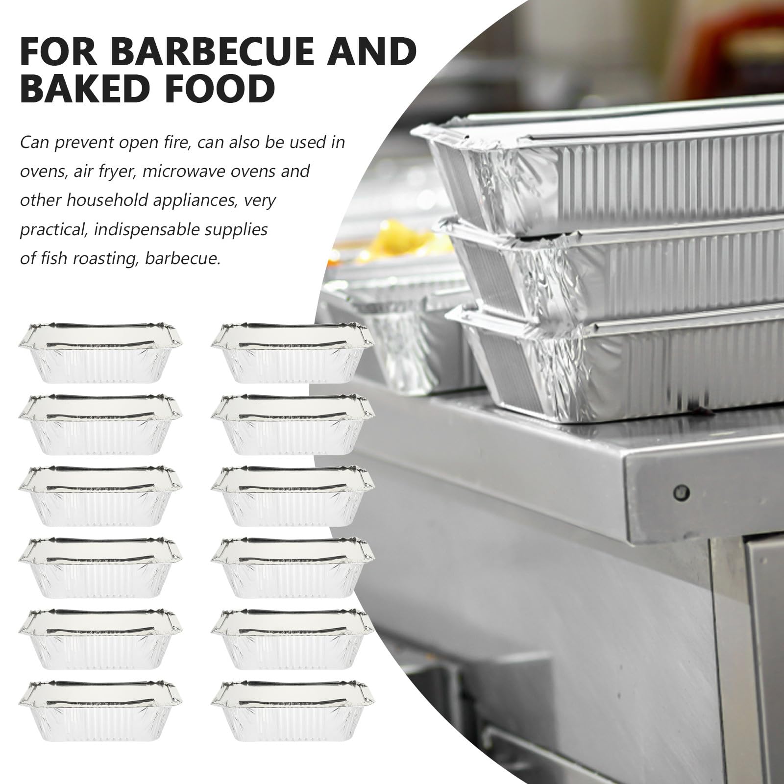 Tofficu Contenitori in Alluminio per Alimenti 125 Pezzi, Resistenti ad Alte Temperature, Adatti per Picnic e Barbecue, Contenitori Rettangolari in Pellicola D'alluminio Argento