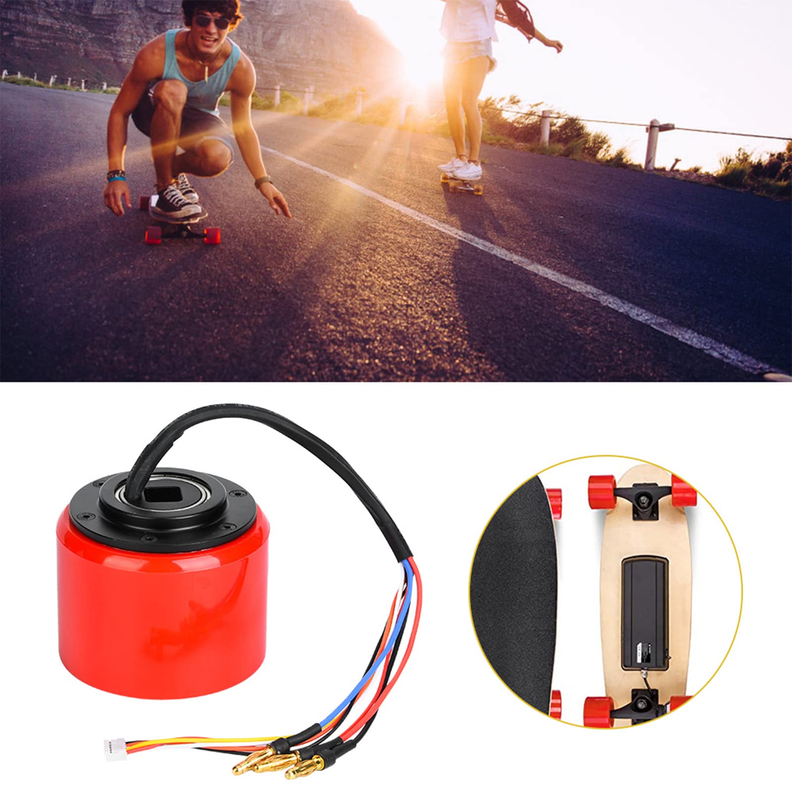 Alomejor 70mm 150W 24V/36V Brushless Hub Moteur Roue Planche À roulettes Moteur Roue pour Longboard Mini Scooter DIY Planche À roulettes Électrique