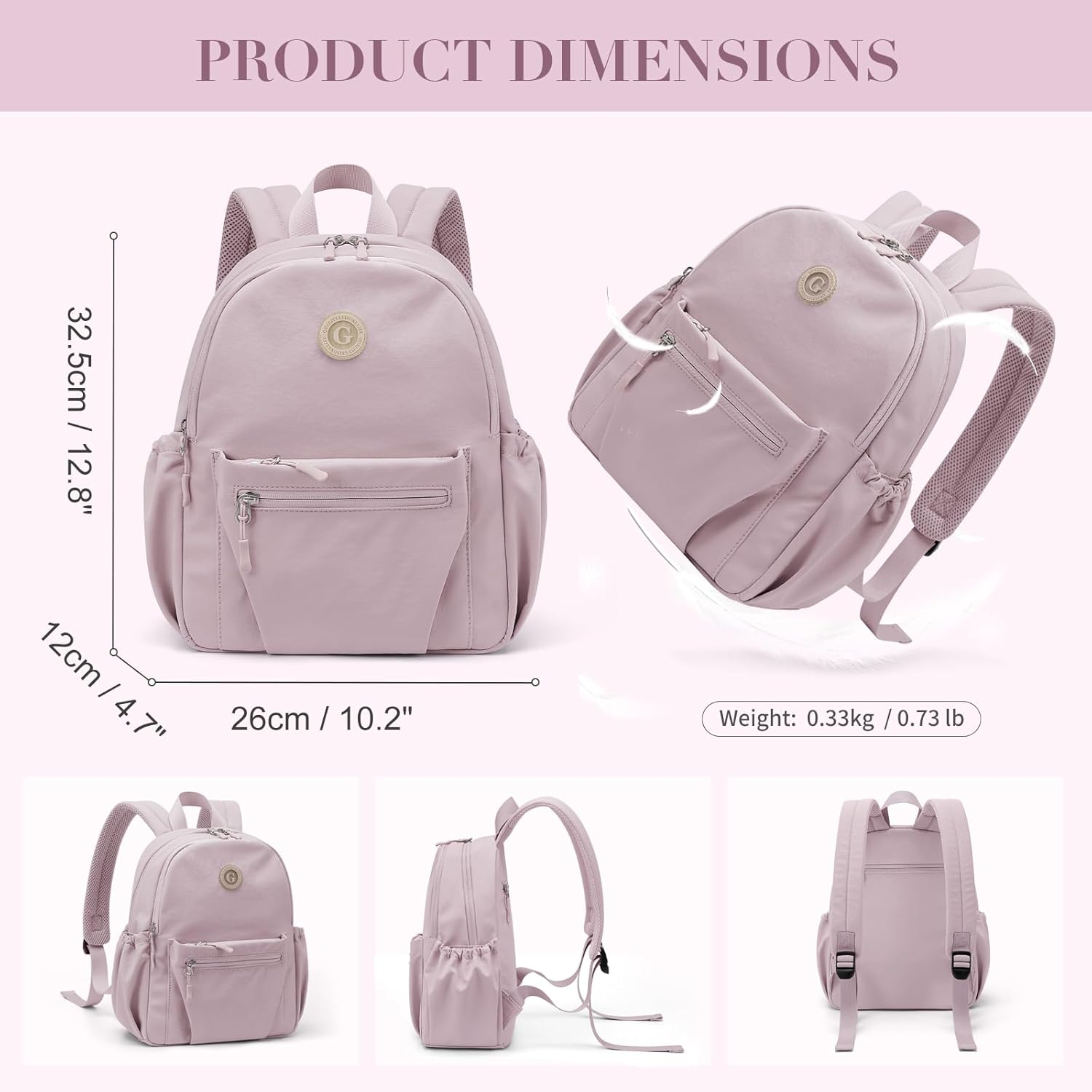 GOLF SUPAGS 10L Mini Backpack Lightweight Nylon Daypack for Women, Small City Pack, Versatile Ladies Backpack for Shopping & Travel, Pinkish - Image 4