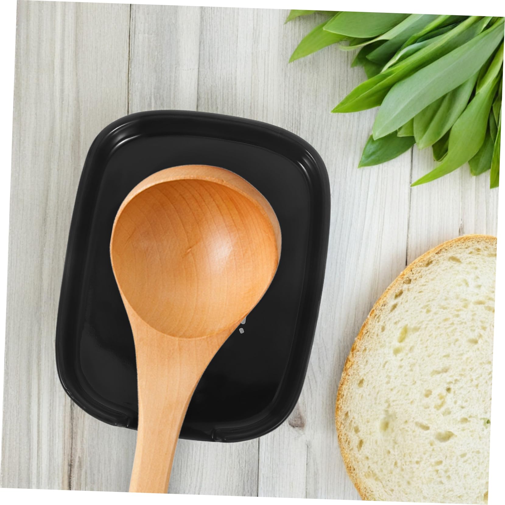 Reposacucharas y Fácil de Limpiar de Cerámica Negro Diseño Ahorrador de Espacio Elegante y Decorativo para Utensilios de Cocina
