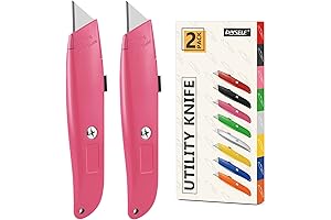 DIYSELF Box Cutter for Women, 2-Pack Pink Utility Knife with Retractable Blades