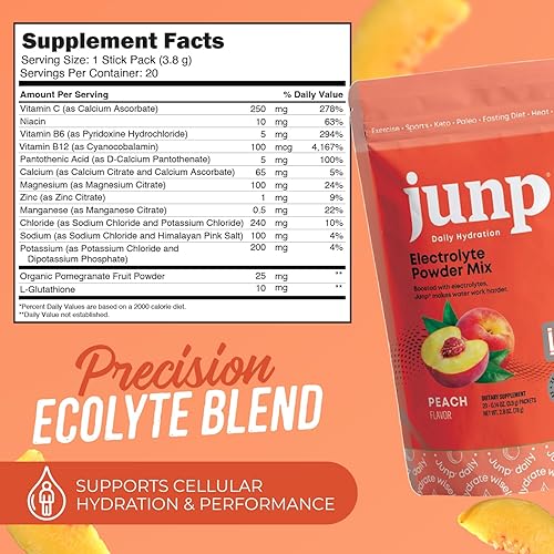 Miniatura 76 de JUNP Paquetes de electrolitos en polvo sin azúcar para agua, paquetes de hidratación instantánea con sal y potasio, cero calorías, sin