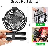 Minthouz Klippes Ventilátor USB 8000mAh, 5 Fokozat, Hordozható Mini Ventilátor Kempinghez 8