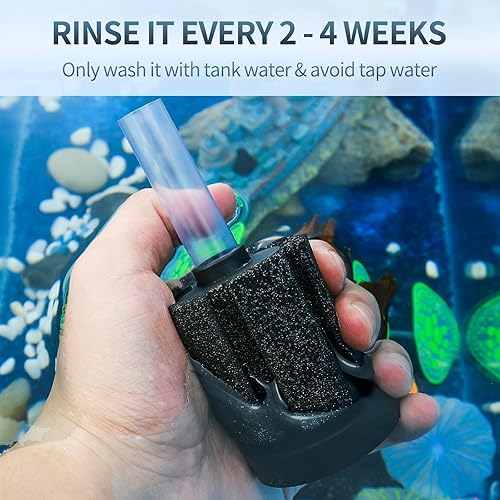 Miniatura 7 de Pawfly Filtro de esponja para acuario, filtro de espuma de pescado pequeño con tubo, ventosa, conector de válvula de retención y accesorios de