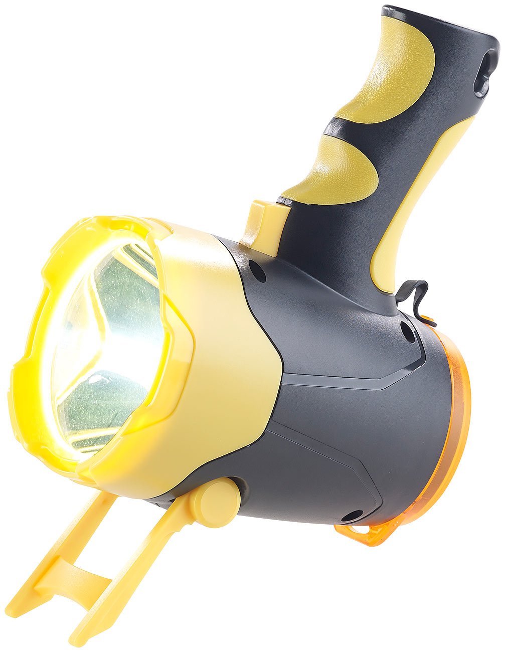 Lunartec Handstrahler: Akku-LED-Handlampe, 10 Watt, bis 400 m Leuchtweite, Powerbank-Funktion (Handscheinwerfer, Akku Handscheinwerfer, Notfall)