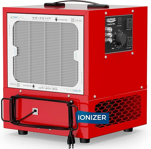 ALORAIR Portable Air Filtration System Built-In Ionizer, 180° Air Intake (850/1050CFM) Tabletop Dust Collector for Woodworking with Vortex Fan, Air Filter for Garage, Works Shop, Home, Purecare 1050IG