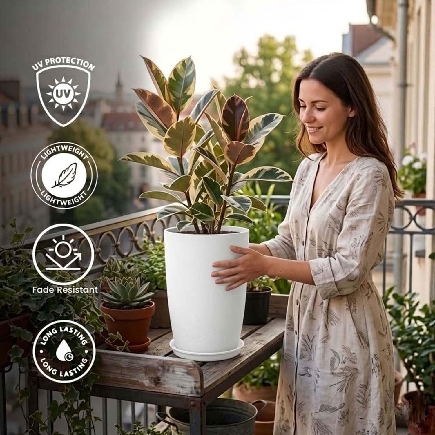 Go Hooked Tower Pots - 4 Pack, Indoor Outdoor Planters -2 Go Hooked Tower Pots - 4 Pack, Indoor Outdoor Planters -2