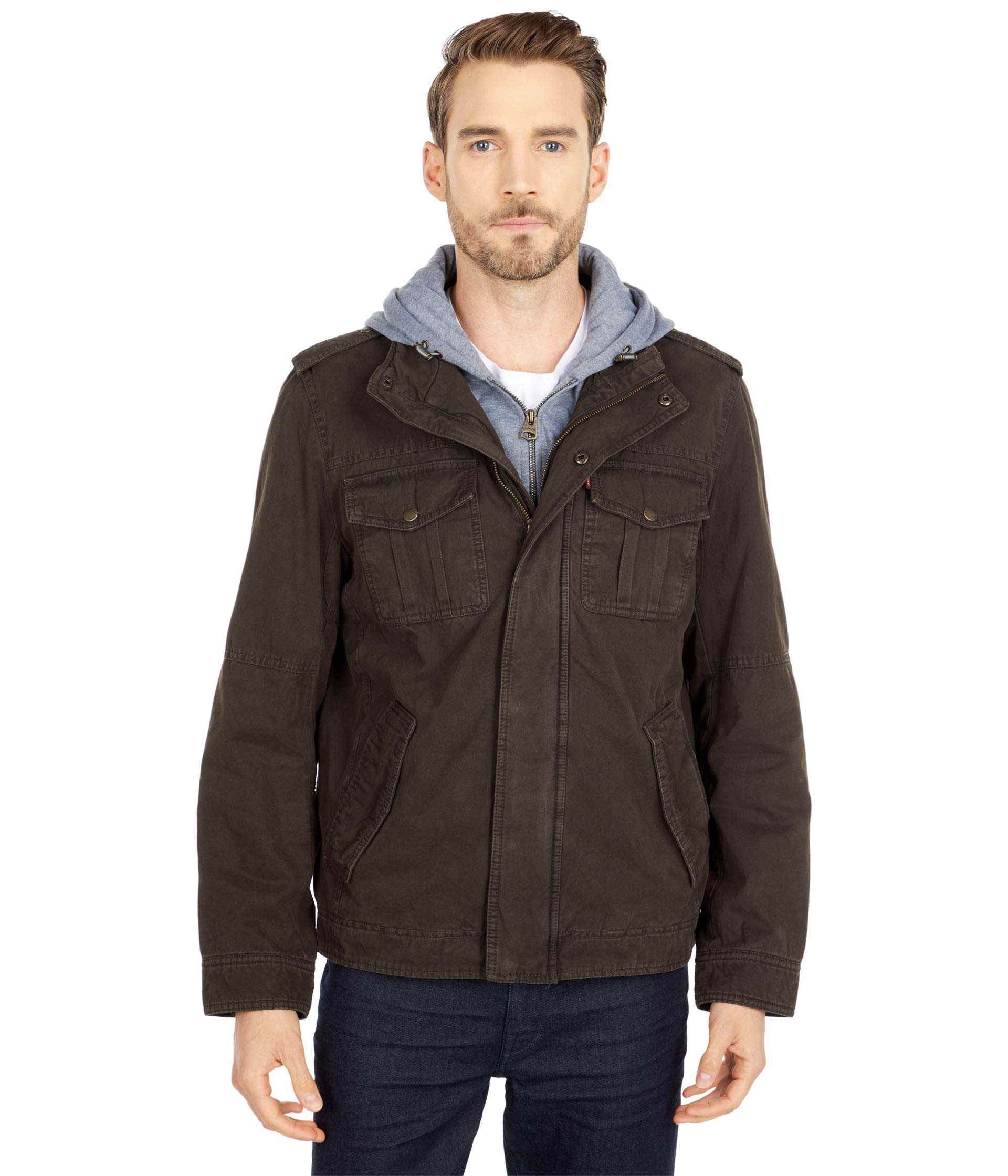 Levi's Men's Washed Cotton Hooded Military Jacket (Regular &amp; Big &amp; Tall Sizes)