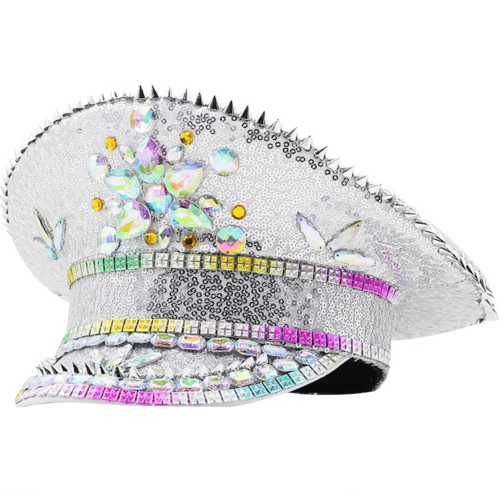 Cappello sergente con paillettes con strass cappello da addio al nubilato festa cosplay cappello night club capitano cappello copricapo tesa larga cappello costume cappello
