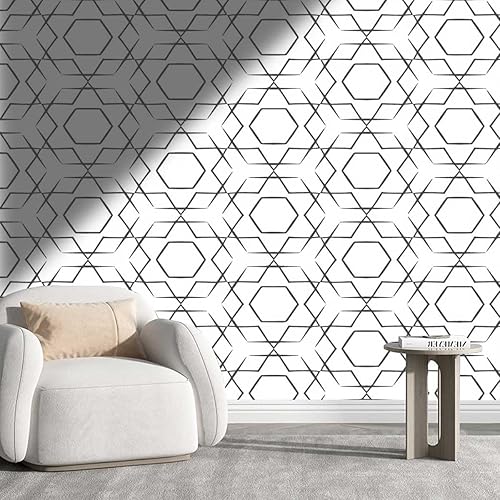 Papel Tapiz para Pared De Sala Elegante Light Color Wall Covering Geometry Lattice Line Modern Living Room Multi-Scene Application (W) 59" X(H) 48"