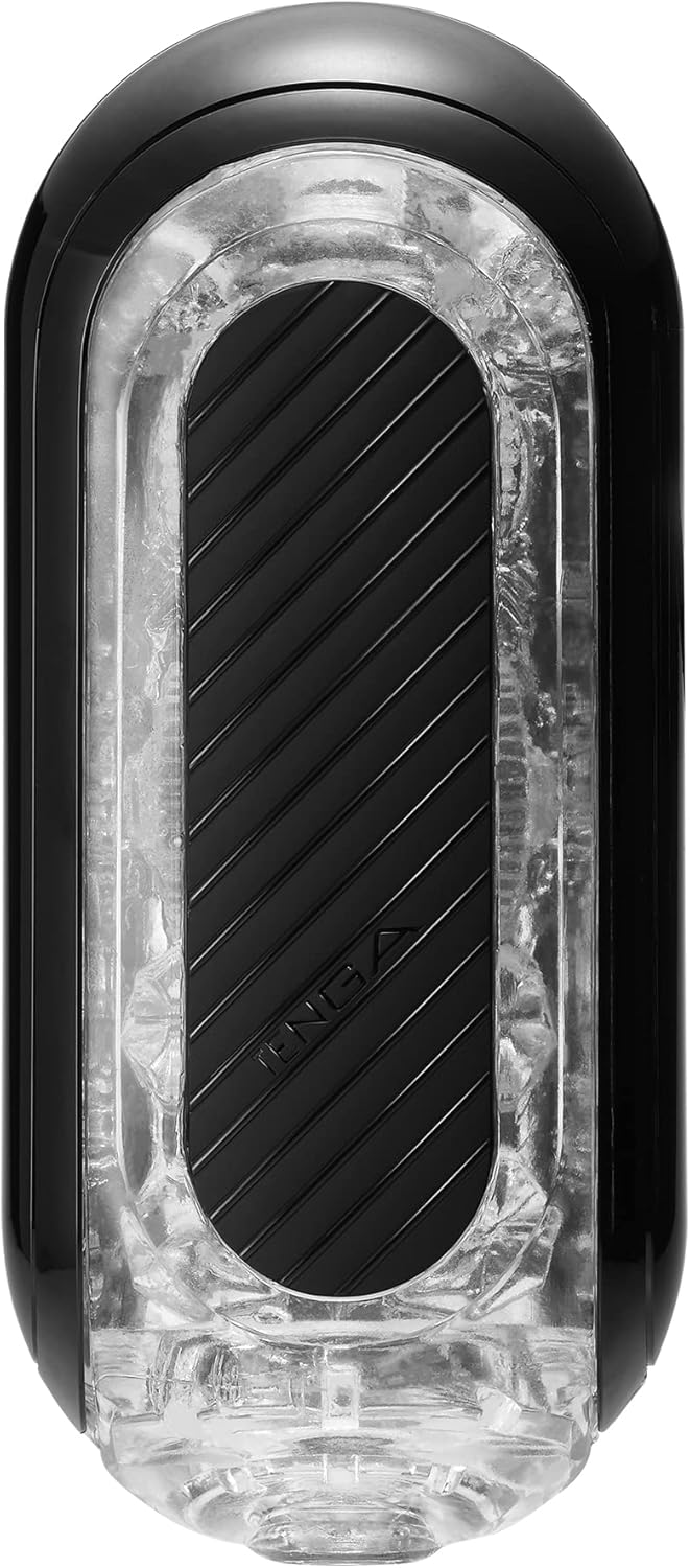 TENGA FLIP Zero Gravity TFZ-005 closed, showing its sleek black and clear design.