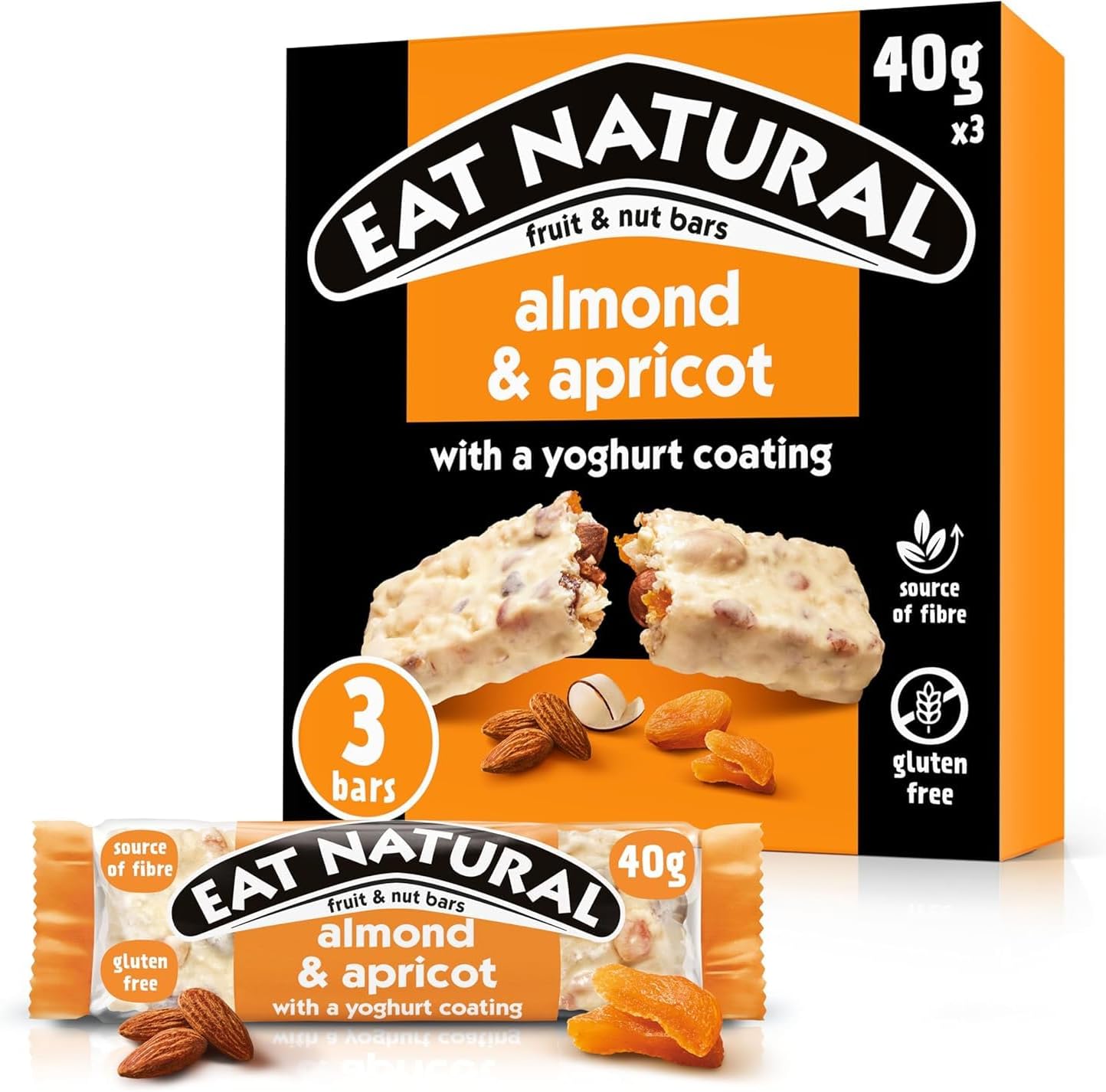 Eat Natural Fruit & Nut Bars, Almond & Apricot, 3 x 40g