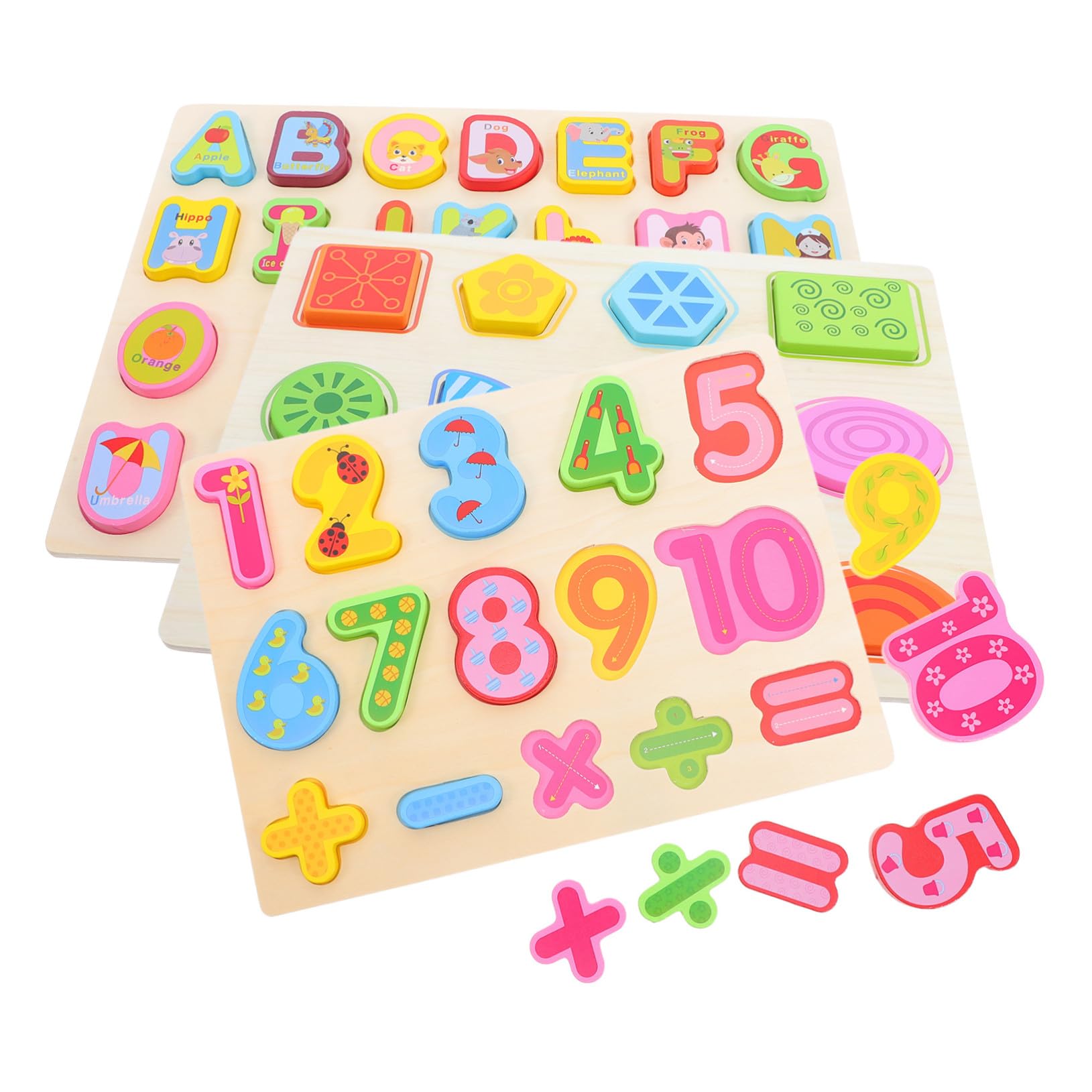 Rompecabezas de Madera Números y Letras 3 Piezas para Niños | Tableros Montessori, Aprendizaje Preescolar, Coordinación Ojo-mano y Organización Sencilla