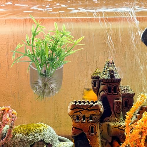 Miniatura 2 de POPETPOP Tazas para plantas acuáticas, 8 unidades, soporte para plantas de acuario, maceta de acuario con ventosas, soporte para plantas acuáticas