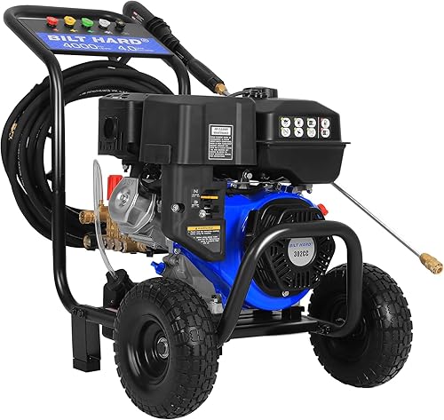 BILT HARD Lavadora a presión de gas de 4000 PSI 4.0 GPM, motor de 302 cc, lavadora a gas con bomba triplex, pistola rociadora y varita, tanque de