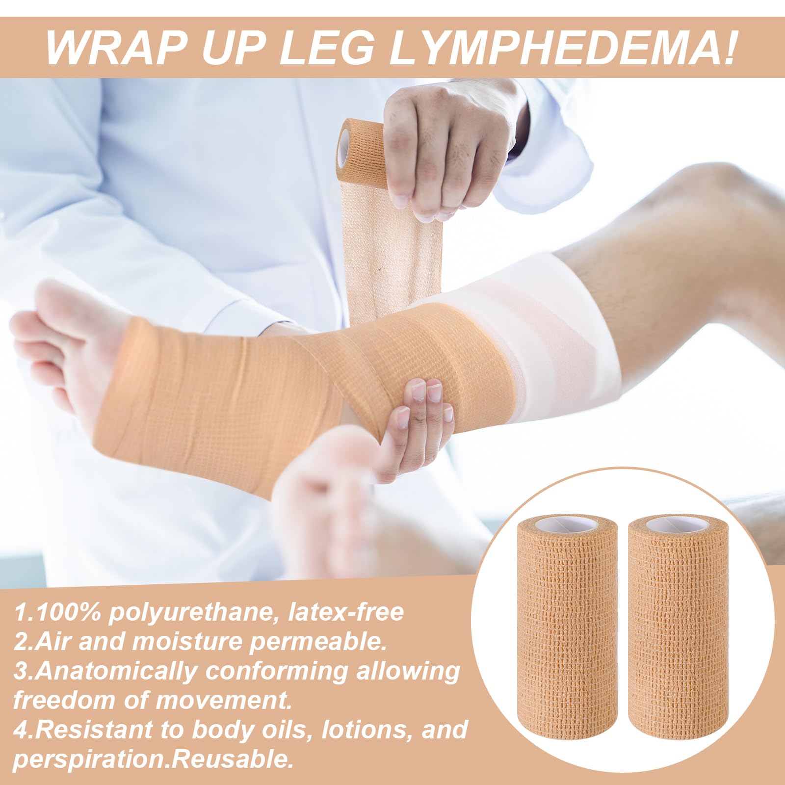 Geiserailie 4 Pcs 2 Layer Compression Wraps Bandage System for Leg Swelling — Amazon image 3
