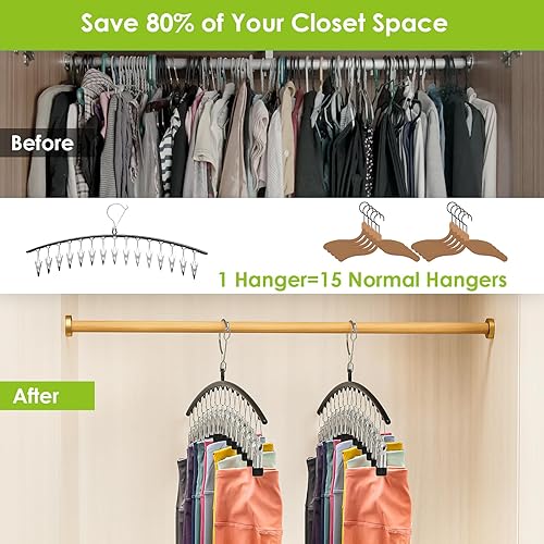 Miniatura 3 de Organizador de leggings para armario, perchas de metal para pantalones con revestimiento de goma con clips para sujetar leggings, jeans, faldas,