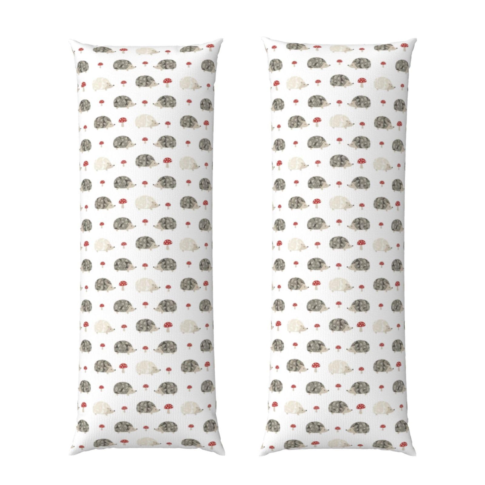 Long Pillowcase 20x60 Red Mushrooms Autumn Hedgehogs, Body Pillow Cover with Hidden Zipper, Premium Quality Velvet, Breathable Rectangular Case for Bed Couch