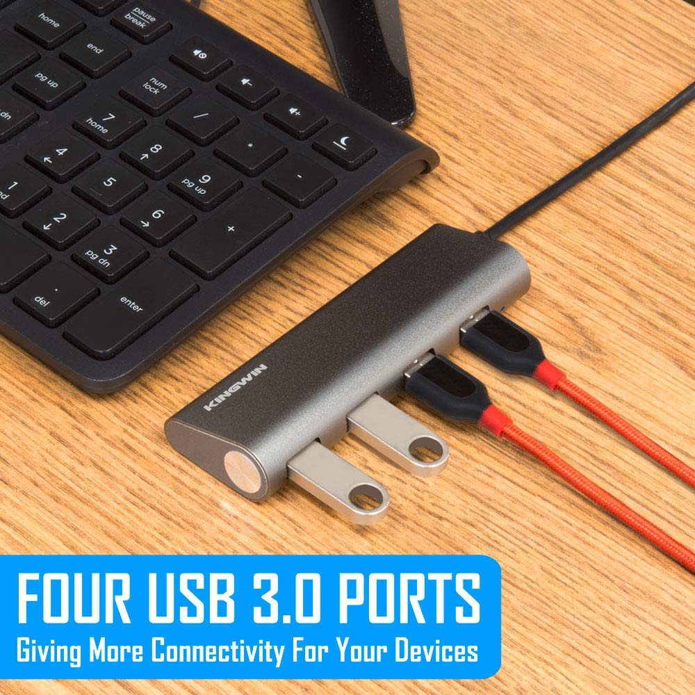 USB Hub 4-Port (5Gps) Transfer Speed Kingwin Data Hub for Flash Drive & Card Reader on MacBook Pro, Mac Computer, Mini Computer, Mac Pro, and more - 5