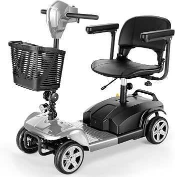 Wooken 4-Wheel Mobility Scooter for Seniors, Adults, Elderly, Foldable Mobility Scooter, Powered Mobility Scooter Wheelchair Device, All Terrain Compact Heavy Duty Mobility for Travel