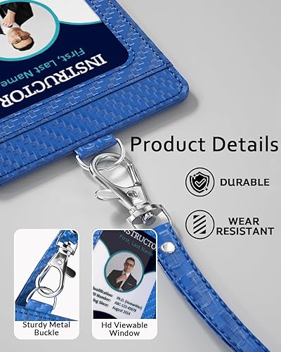 Miniatura 5 de Porta Tarjeta de Identificación de Fibra de Carbono para Trabajo con Cordón es un Porta Tarjetas Elegante y Duradero con Capacidad para Dos