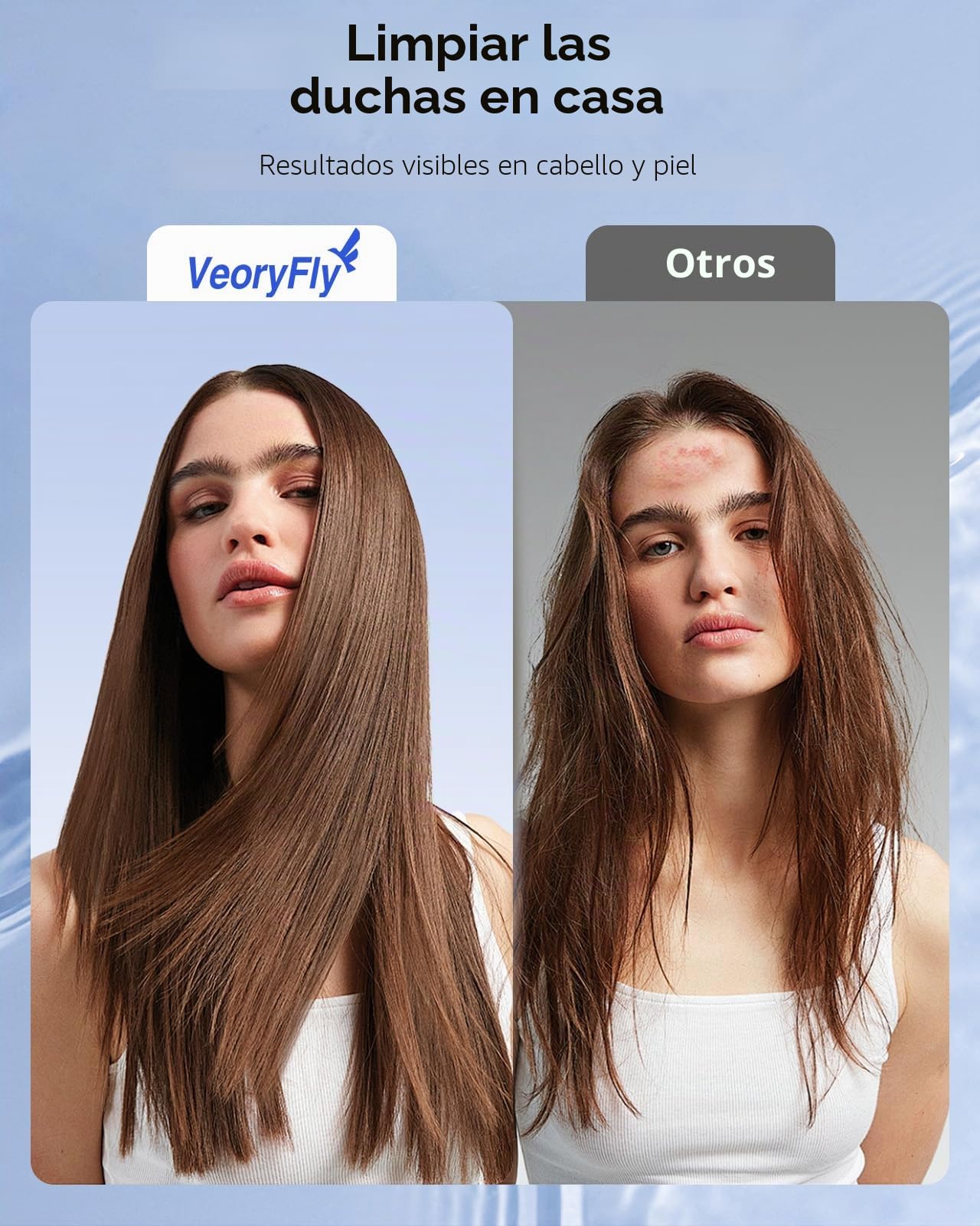 VeorFly 2 cartuchos de repuesto para filtro de ducha, elimina el 99% del cloro, metales pesados y suciedad, compatible con filtro de ducha VeorFly, mejora la salud del cabello y la piel