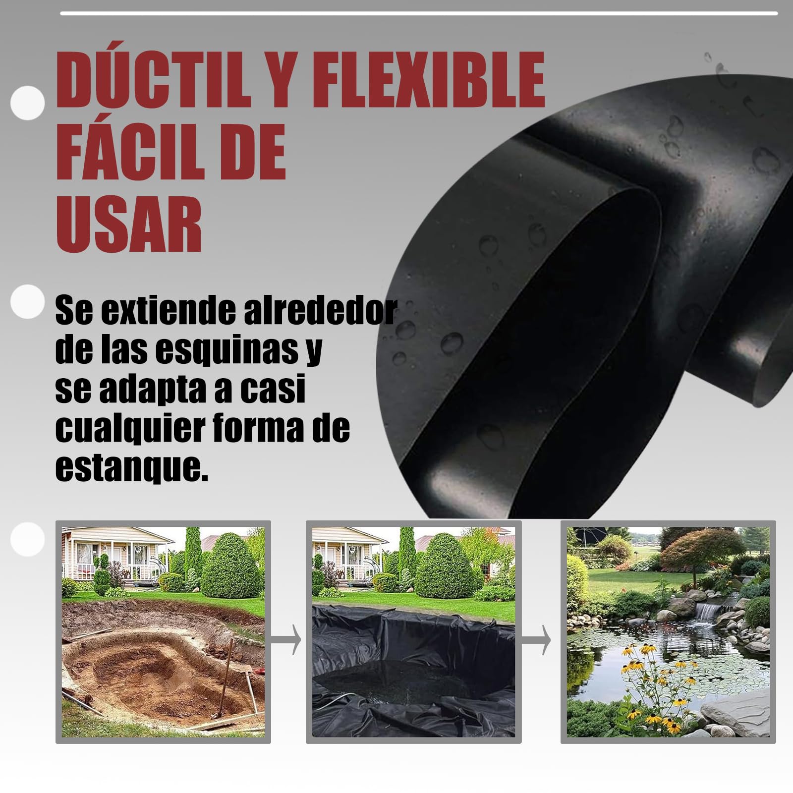 Membrana durevole per stagno per piscine per pesci rivestimento impermeabile resistente agli strappi Copertura per piscina da giardino 6 × 11 m Pellicola impermeabilizzante per stagni pesanti