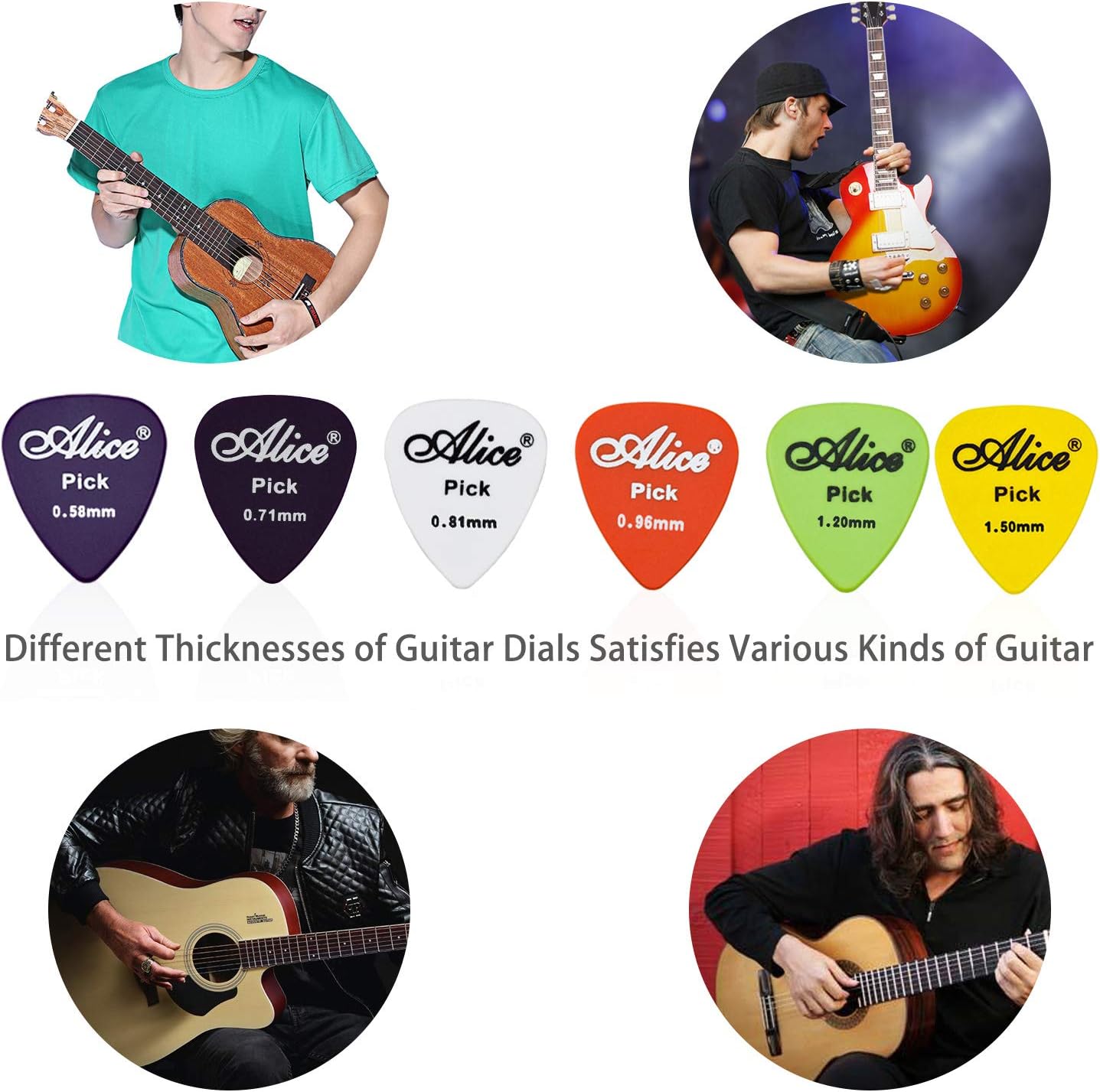 llᐅ Púas para guitarra eléctrica, acústica, española, ukelele, bajo