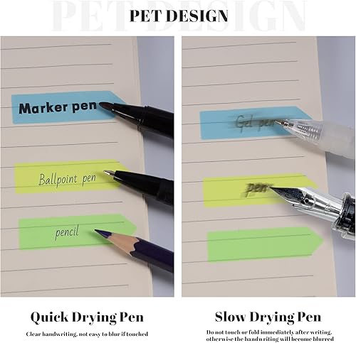 Miniatura 4 de Golcellia Banderas de notas adhesivas translúcidas fluorescentes, 2400 unidades en total, paquete de 10 pestañas de color, notas adhesivas de