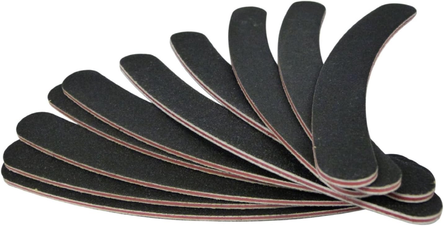 Cascove 10 Double Sided 100/180 Grit Boomerang Banana Curved Nail Files Emery Board Uk Dispatch
