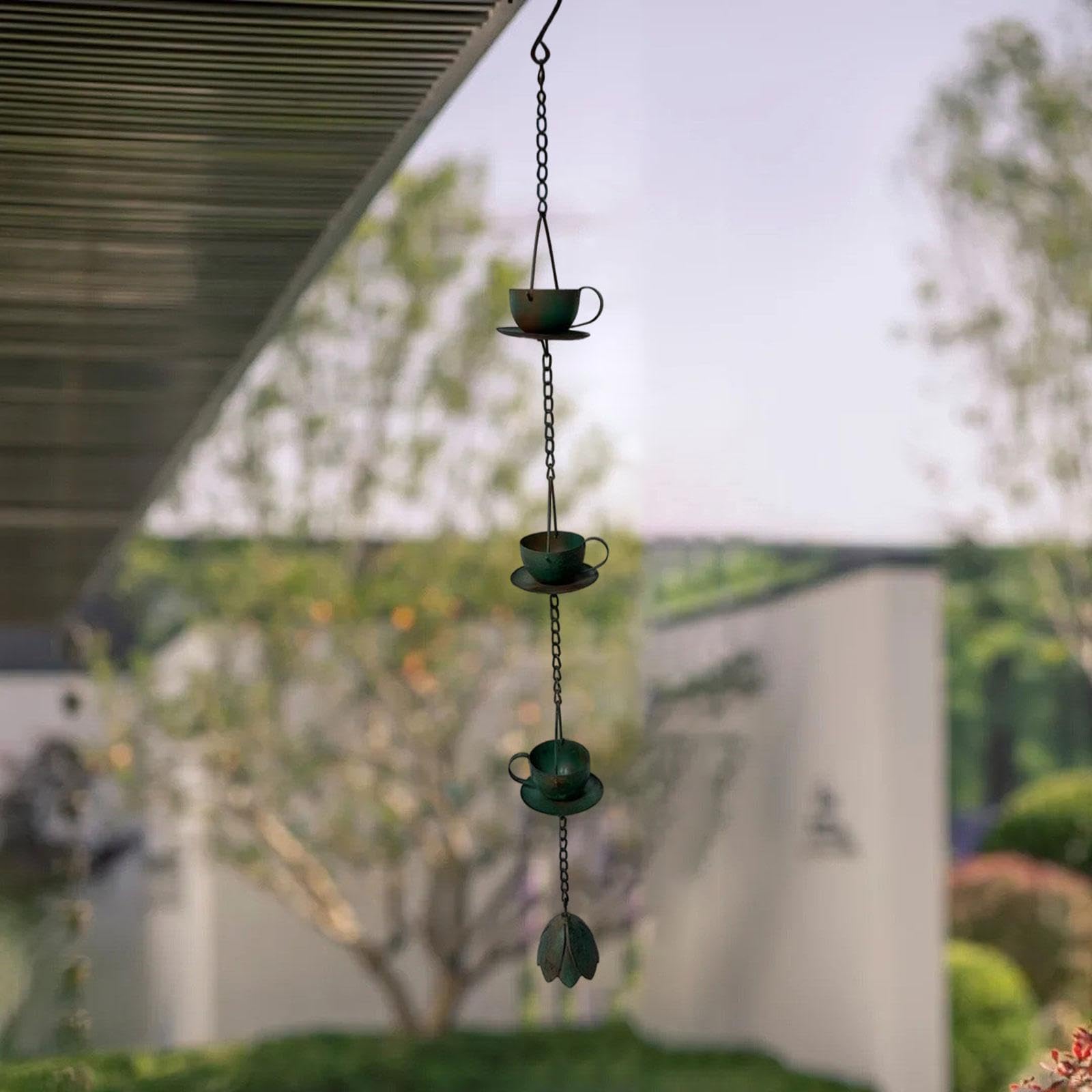 perfk Catena raccogli Pioggia per grondaie, Catena raccogli Pioggia per grondaie, 94 cm, in Ferro, di Ricambio, Decorativa per Gazebo, Cortile Esterno