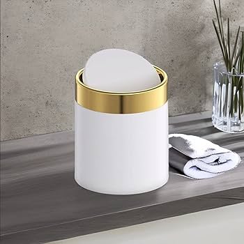 Mini Desktop Trash Can With Lid - Small Plastic Waste Bin For Home