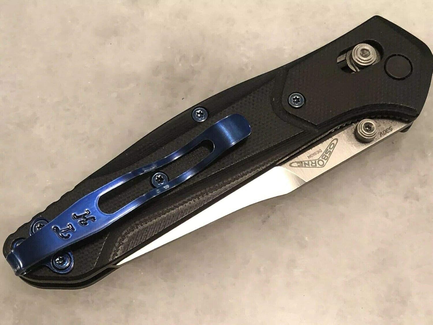 Blue Titanium Deep Pocket Clip & Screws Set For Benchmade Osborne 940-1 Knife