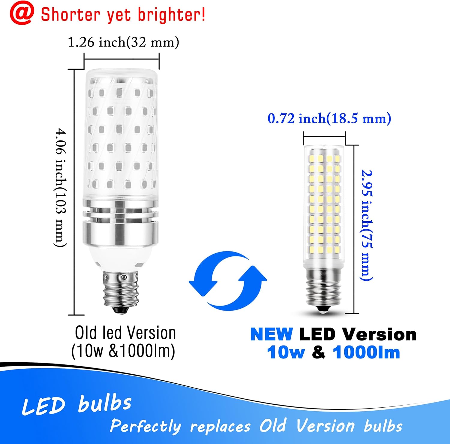 Heifymi E17 LED Light Bulb 10 Watt Equivalent 100W 6000K Daylight White 1000lm 120V E17 Intermediate Base LED Bulb for Desk Lamp,Ceiling Fan Lights, Headboard Reading Lights, Non-Dimmable, 3 Pack